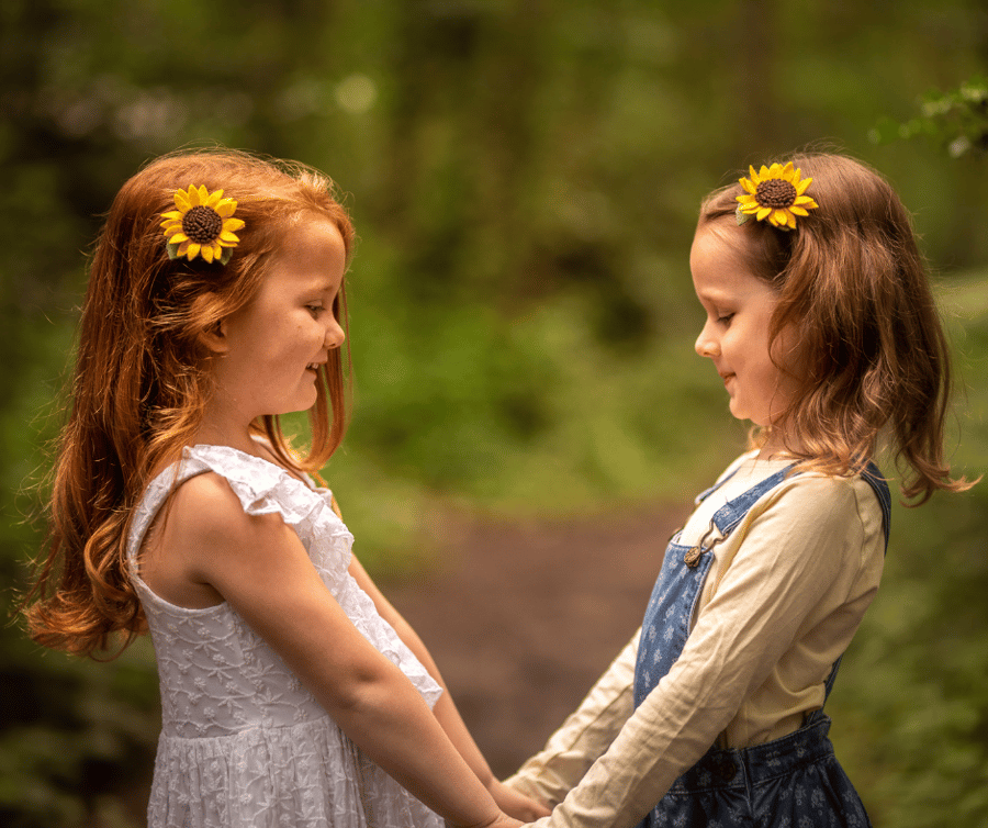 Sunflower Hair Clip Set, Pigtail Clips, Flower Hair Pins, 