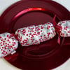 Christmas Cracker and Party Crown. Reusable and waste free. Red berries on white