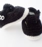 Hand knitted baby boy T bar shoes booties, premature, newborn 