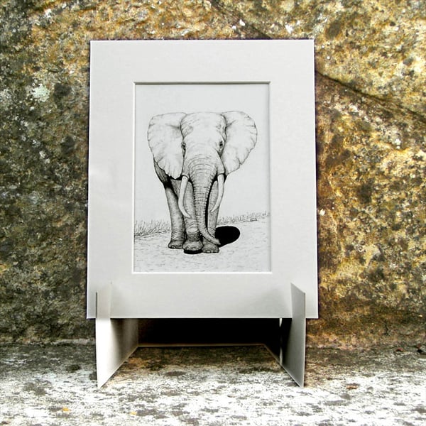Bull Elephant Small Original Graphite Pencil Drawing