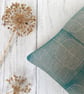 Hand Printed Organic Cotton Square Cushion  - FOLKI - Teal - Image 3