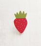 Strawberry Brooch, Strawberry Pin, Wooden Fruit Pin, Fruit Brooch