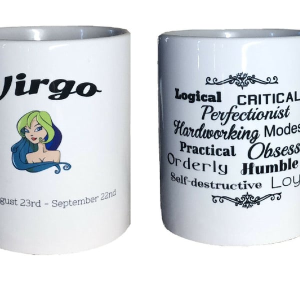 Virgo Star Sign Mug. Zodiac Mugs for Virgo's