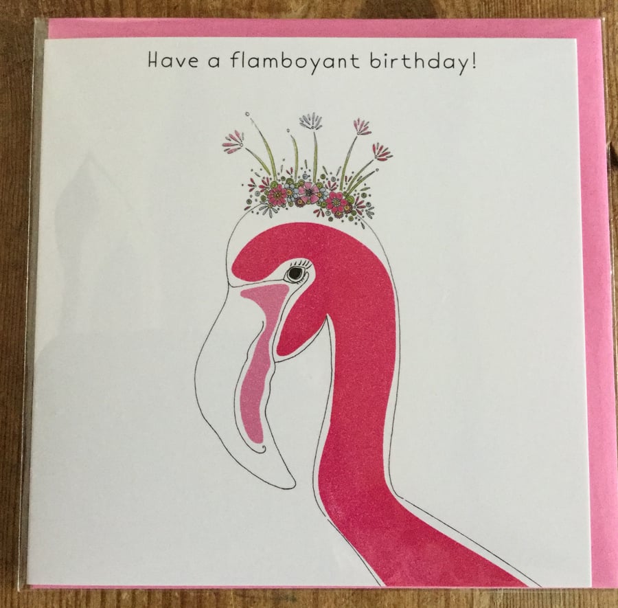 Flamboyant  Flamingo Birthday Card 