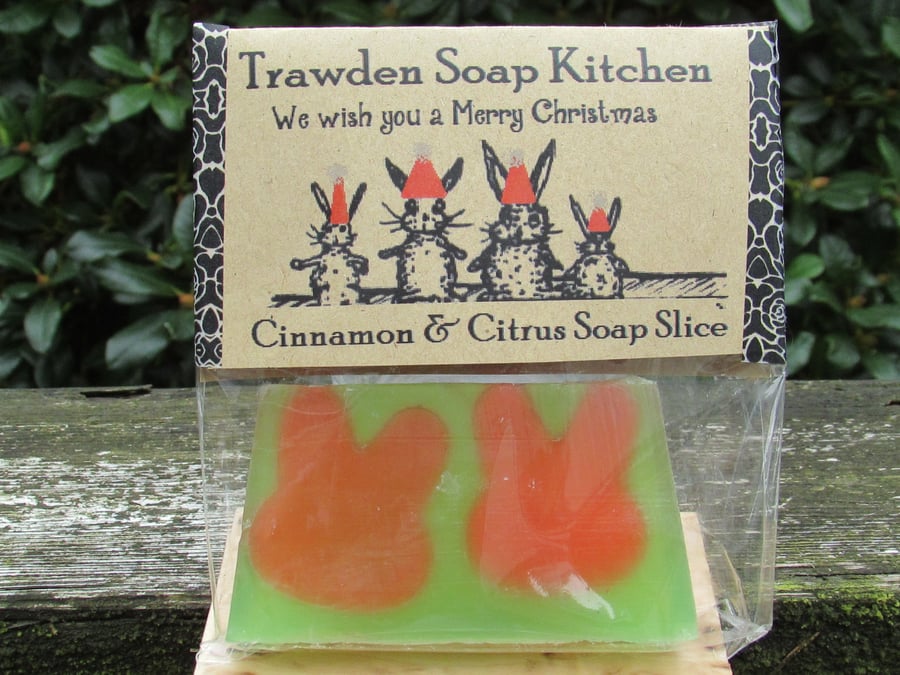 Cinnamon Christmas Bunny Aromatherapy Soap Slice 