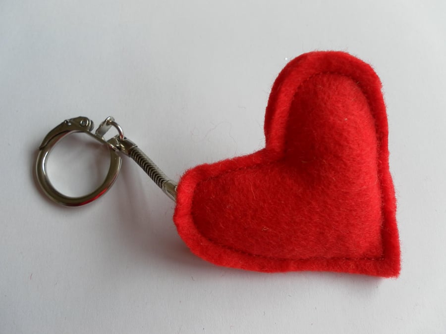  Red Felt Heart Keyring, Charm, Valentine's Day