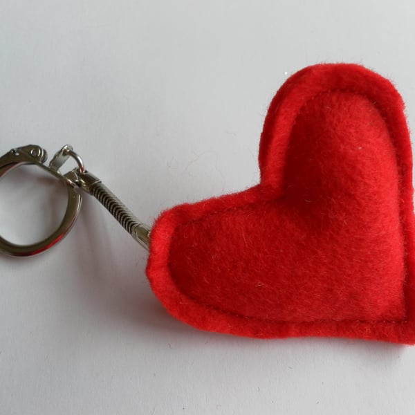  Red Felt Heart Keyring, Charm, Valentine's Day