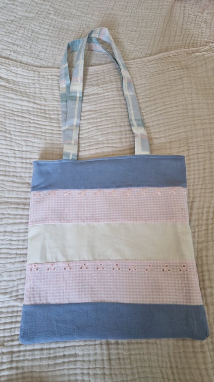 Handmade Trans Pride tote bag