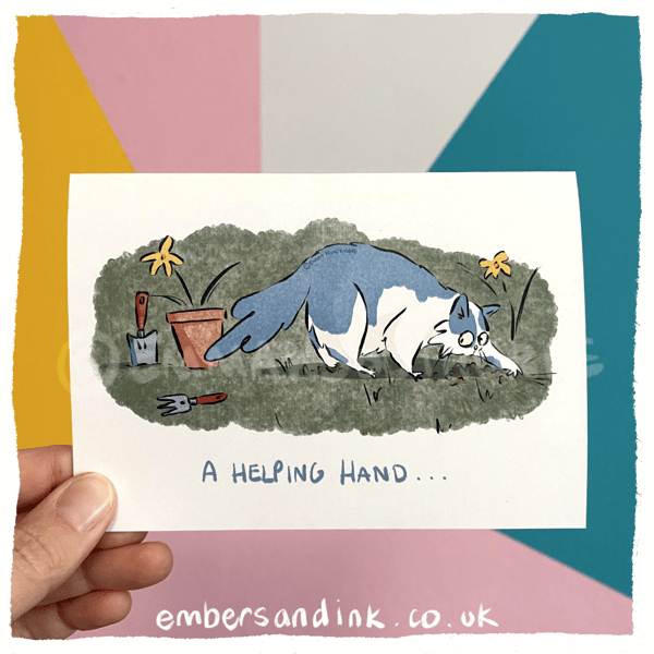 A Helping Hand In The Garden - Greetings Card