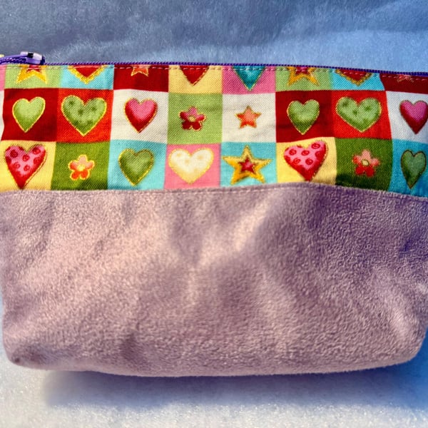 Hearts - Small zipped pouch for makeup, sewing kit, medication etc...