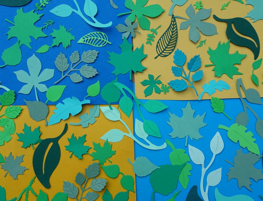 100 plus  Green die cut leaves for Crafts, Art, Card Making, Decoration