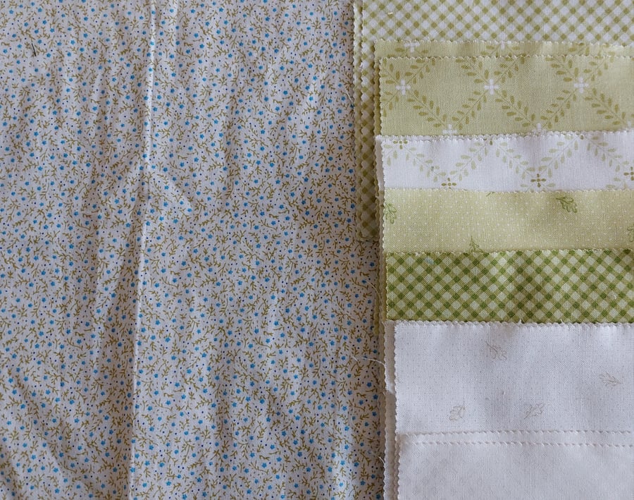 Greens and white fabric remnants bundle