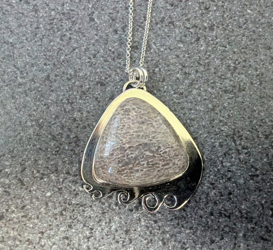 Dinosaur Bone & Sterling Silver Pendant