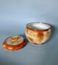 Handmade Ceramic Lidded Pot: Honey Glazed with Gold Moon