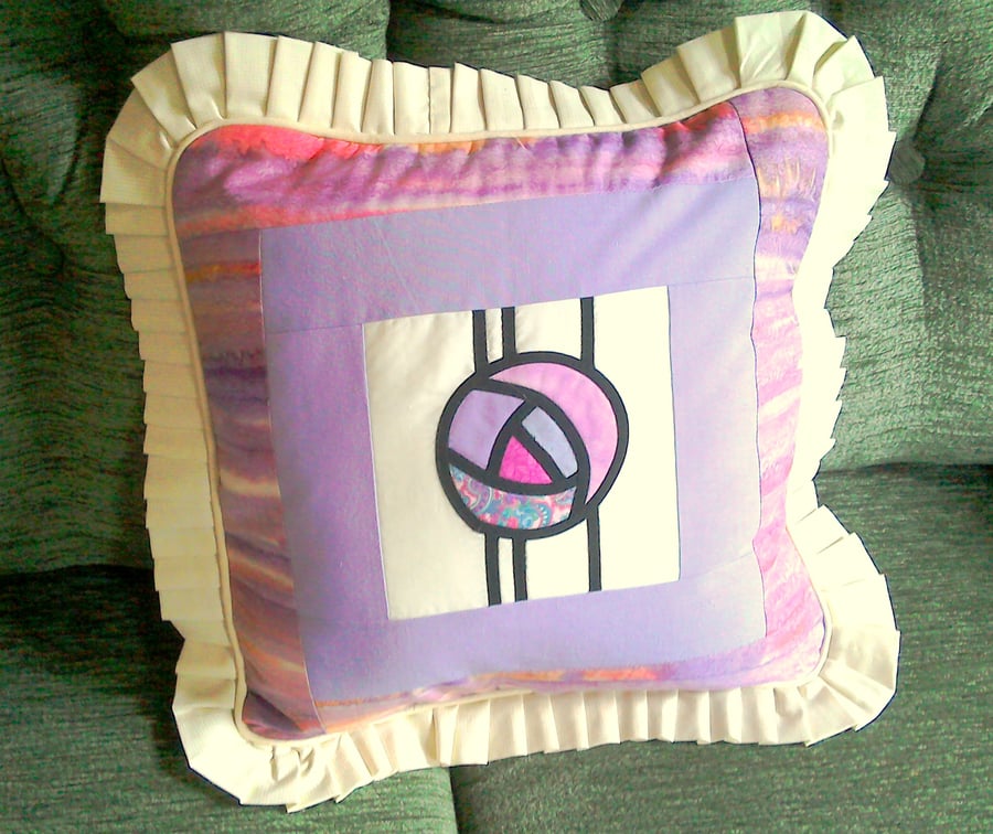 Cushion - Lilac and Cream Patchwork  
