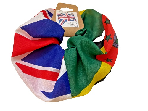 Dominica & Union Jack Flag Hair Scrunchie Scrunchies Accessory Band Elastic