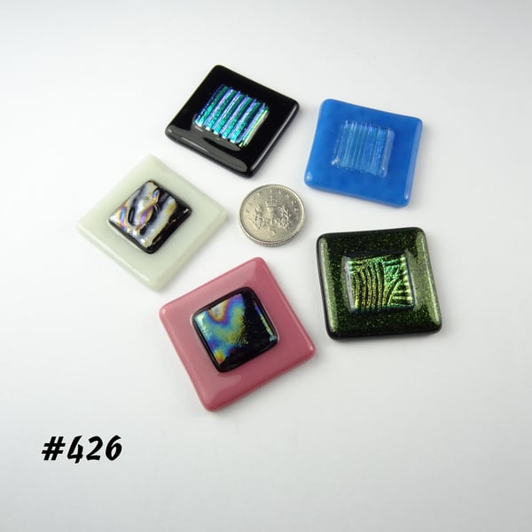 5 mixed glass cabochons, accessory glass, jewellery making, multicoloured (426)