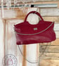 Flossy - Red Leather Slouch Handbag with Chain Strap - Handmade Sustainable Bag - Image 2