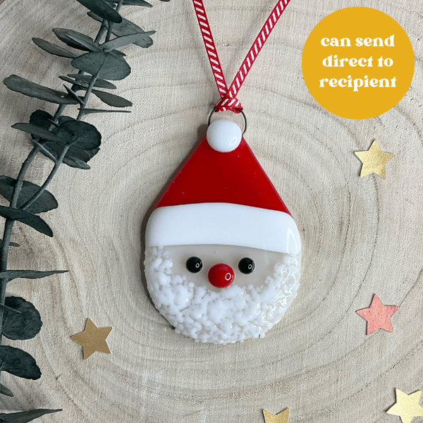 Fused glass Santa Christmas tree decoration