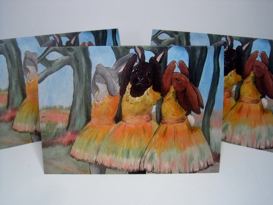 Degas Ballerina inspired Bunny Rabbit Greetings Card