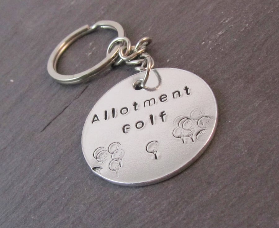 Allotment Golf Keyring, Robert Rankin Keyring, Book Quote Keyring