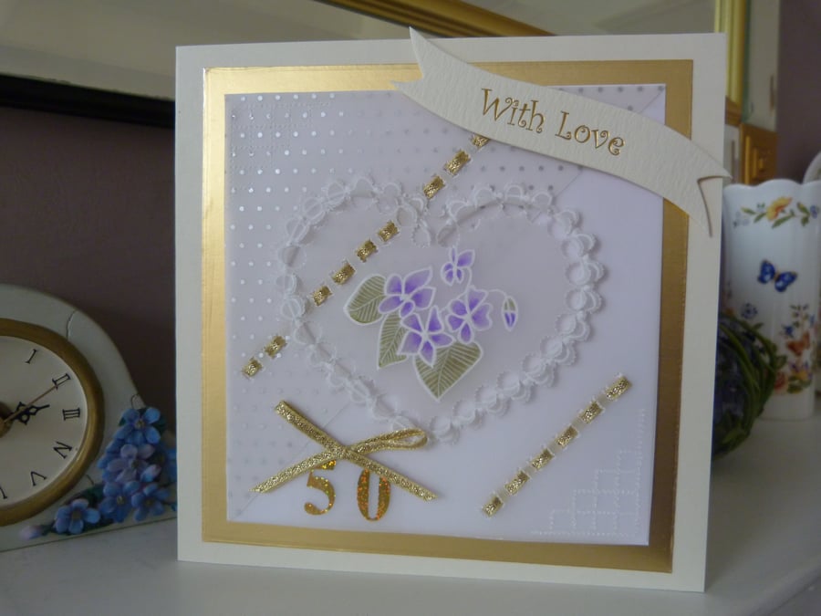 Parchment Golden Wedding Anniversary Card