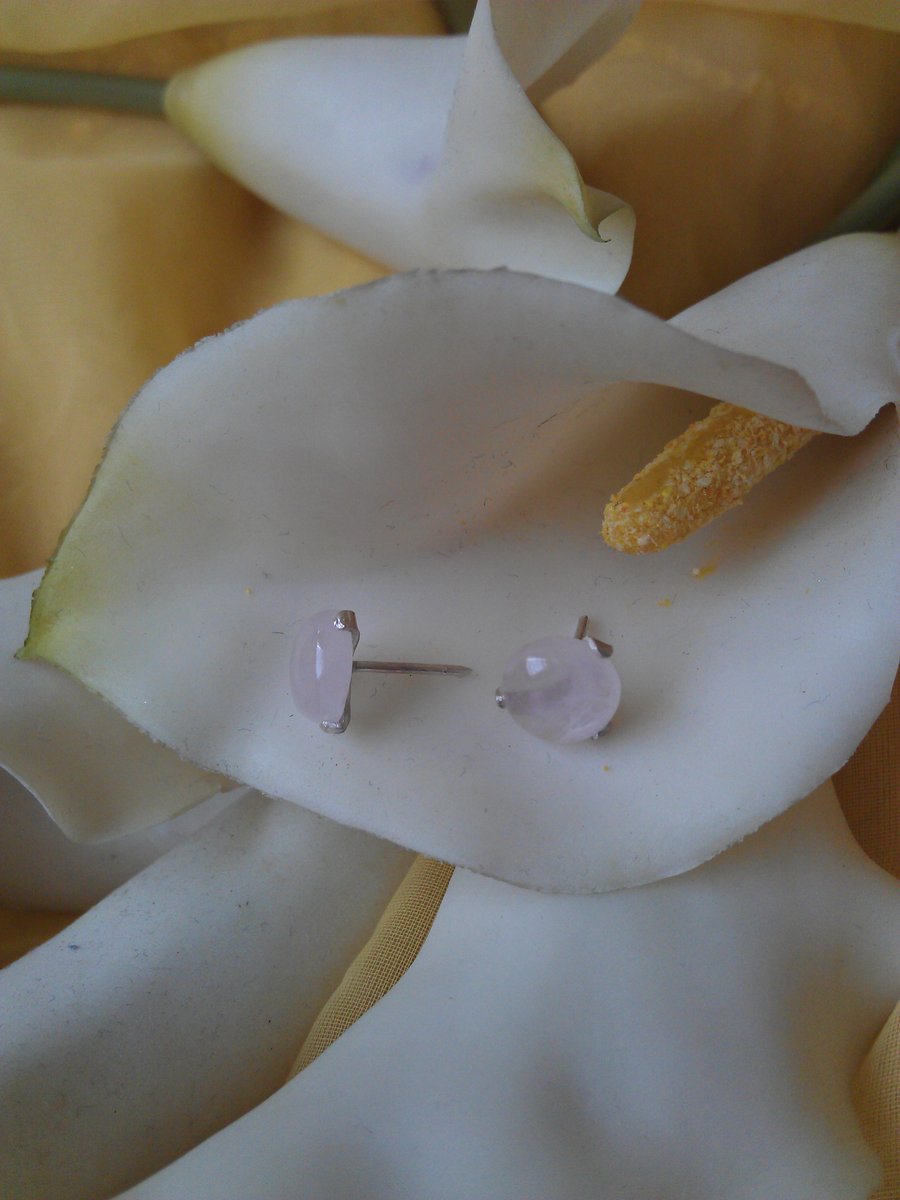 Rose quartz stud earrings