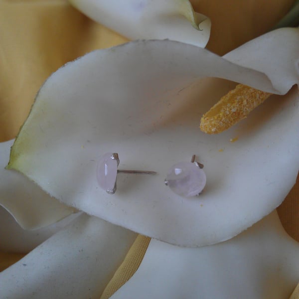 Rose quartz stud earrings