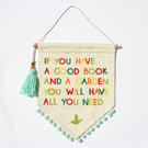 Book in garden banner