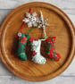 Set of 3 Mini Christmas Stocking Decorations, Scrapbox Stockings