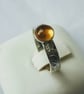  Silver Ring with leaf pattern and Citrine - November birthstone  - Image 2