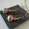Hand Made Polymer Clay beads  & Genuine Magnesite Silver Plate  Earings