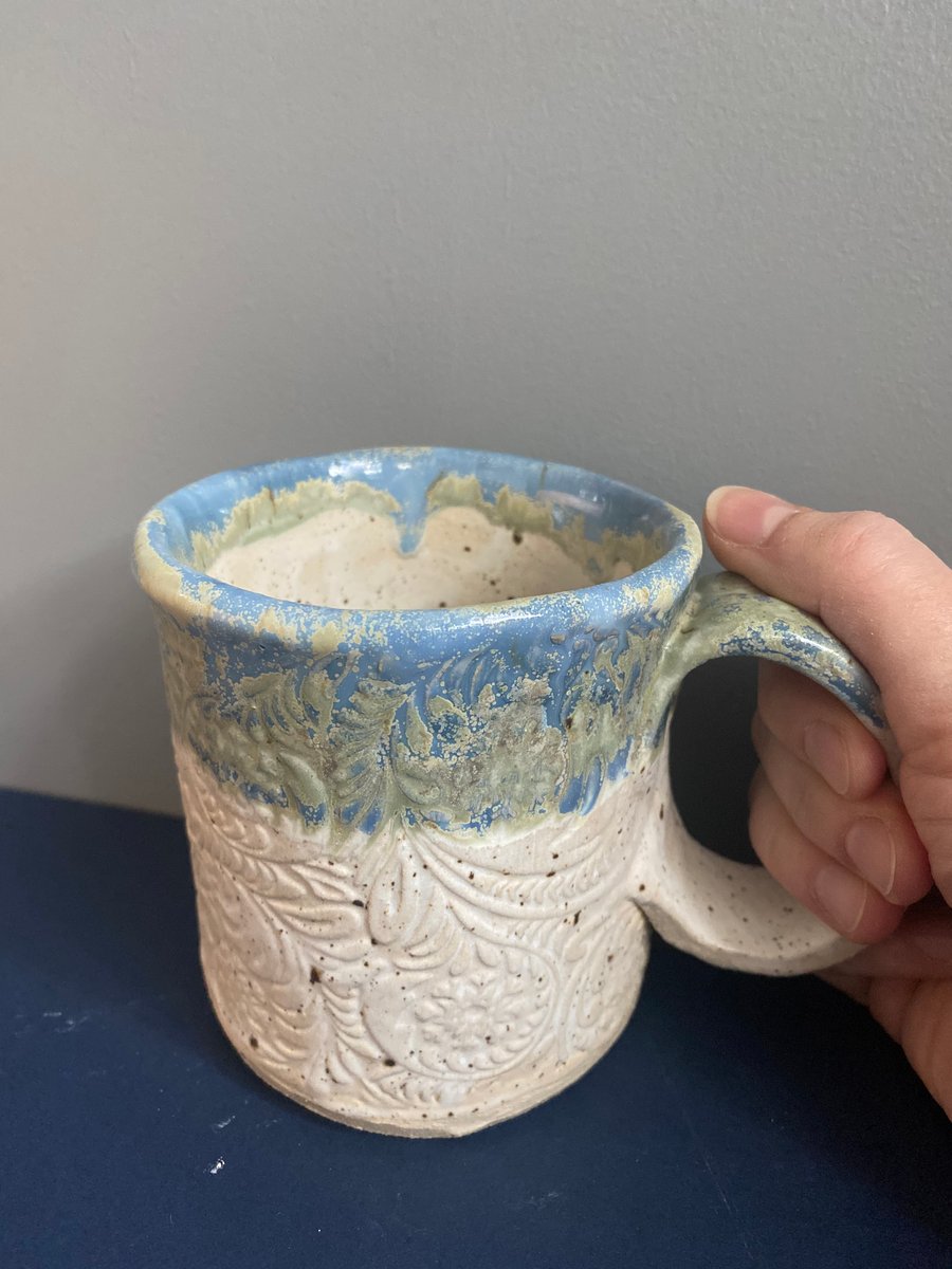 Textured large handmade mug paisley stoneware speckled