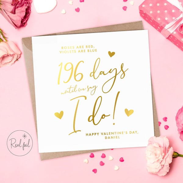 Personalised Valentines, Wedding Countdown Card, I Do Card, Valentines Countdown