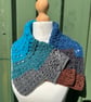 Blue grey and brown texture and lace handmade crochet neck warmer collar - Image 2