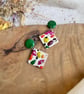 Autumn Terrazzo Diamond & Emerald Green Stud Earrings - Image 3