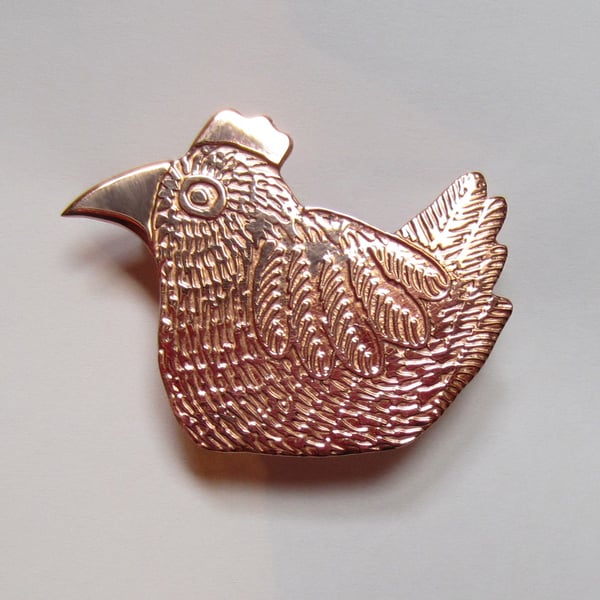  chicken brooch or hen brooch, copper