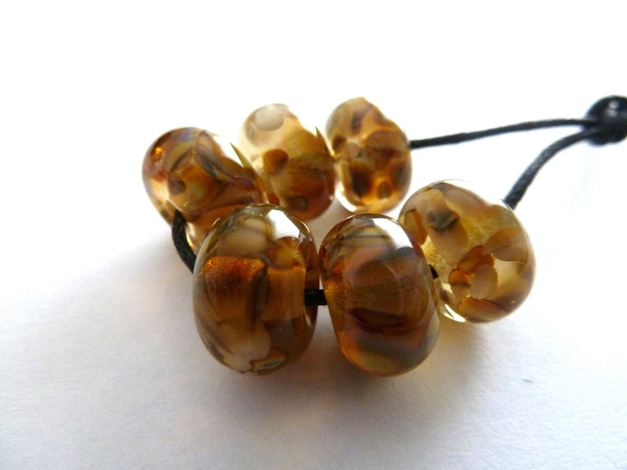 amber frit lampwork beads