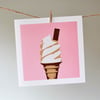 Pink Ice Cream blank greetings card