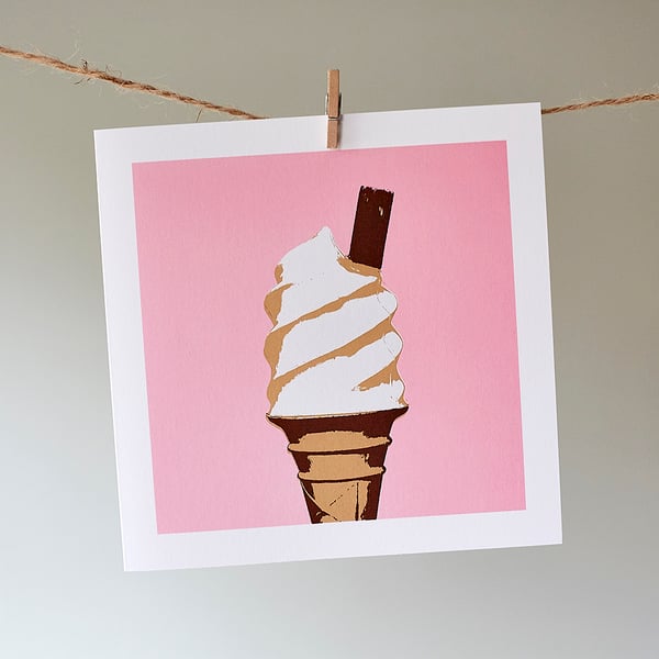 Pink Ice Cream blank greetings card