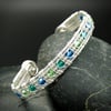 Snake Wire Weave Cuff with Blue, Teal & Green Beads