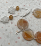 Knotted white cord bracelet with apricot agate stones - Image 3