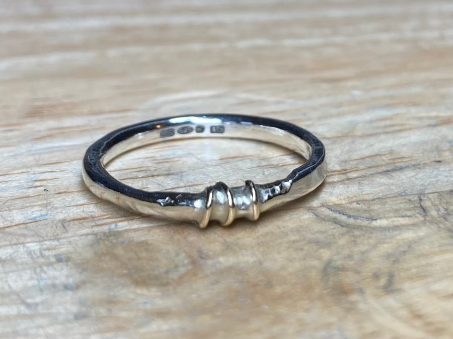 Handmade Sterling Silver & 9ct Gold Ring