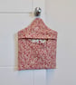 Peg bag in fern printed linen dark pink colour with floral lining - Image 3