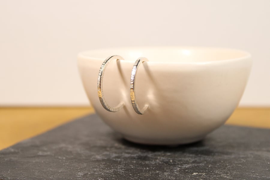 Sterling Silver Hammered Hoops
