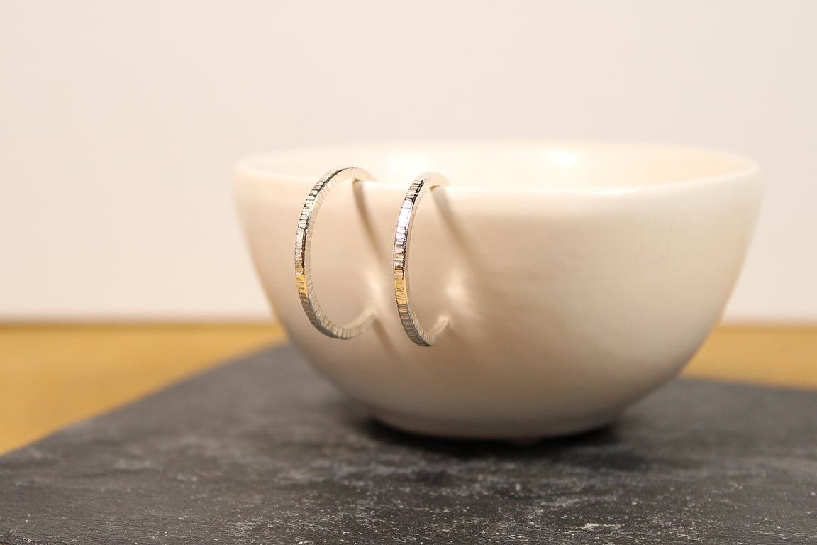 Sterling Silver Hammered Hoops