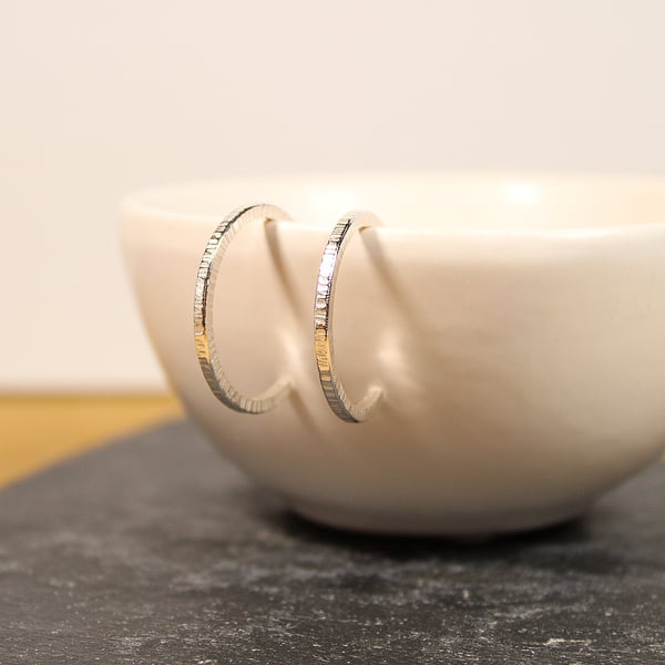 Sterling Silver Hammered Hoops
