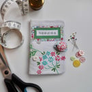 Sewing needle case pink embroidery and Laura Ashley lining reclaimed embroidery