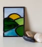 Leaded stained glass river landscape panel - Image 1