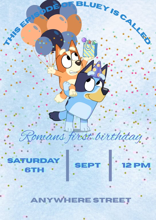 Bluey digital birthday invitation 